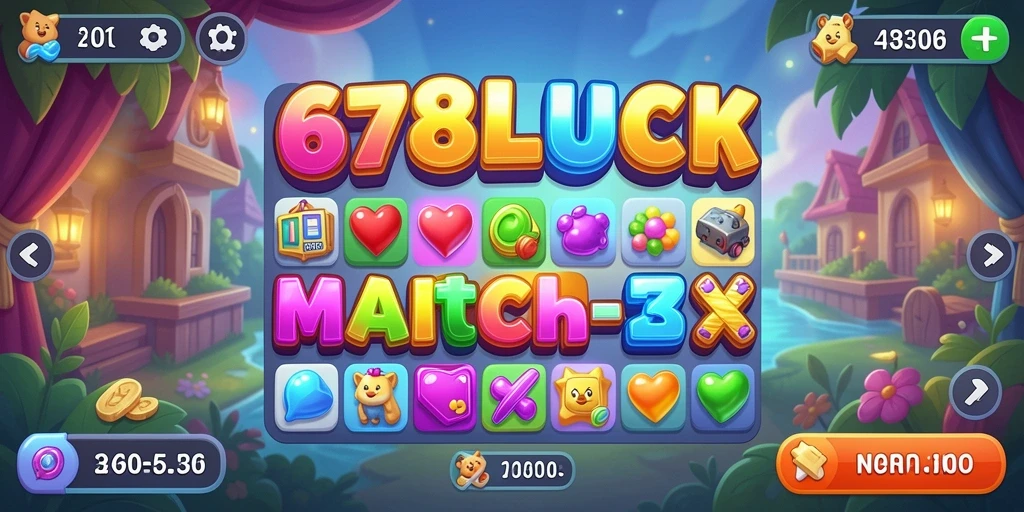 Tampilan menarik gameplay <strong>Match-3</strong> di 678LUCK.