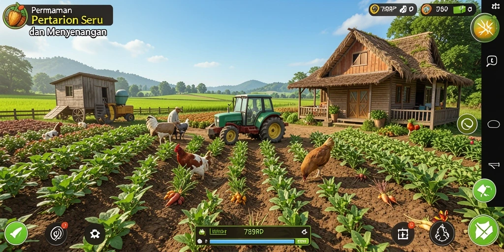 Screenshot gameplay 789RP menampilkan petualangan pertanian yang seru.