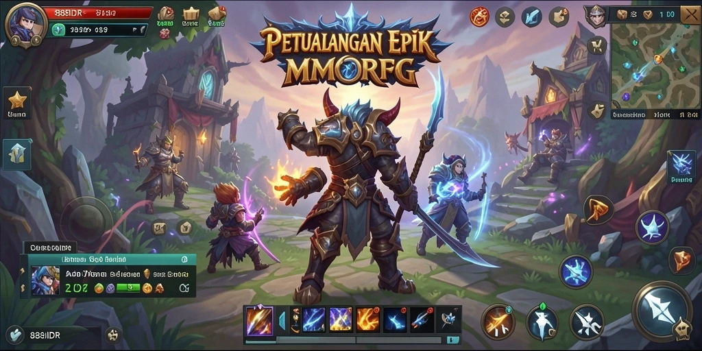 Screenshot menunjukkan aksi intens dalam gameplay MMORPG 888IDR.