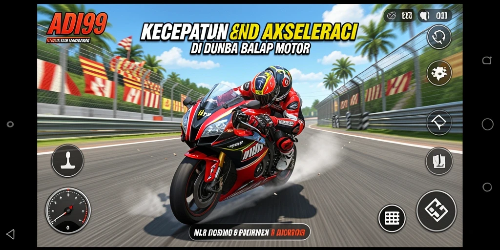 Tampilan gameplay balap motor yang mendebarkan di ADI99.
