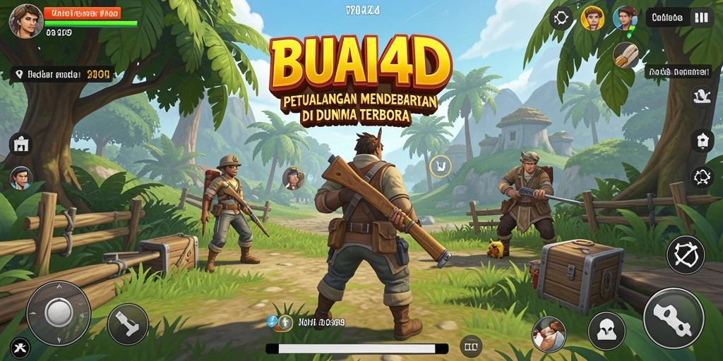 Screenshot dari gameplay BUAH4D menunjukkan eksplorasi dunia terbuka.