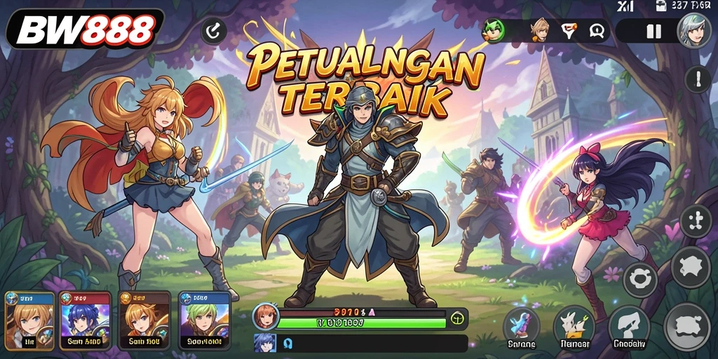 Tangkapan layar menunjukkan aksi seru dalam game Anime BW888.