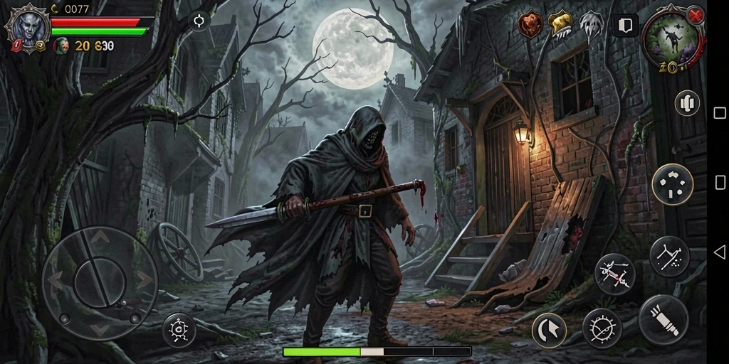 Screenshot C0077 menampilkan suasana gameplay yang menakutkan.