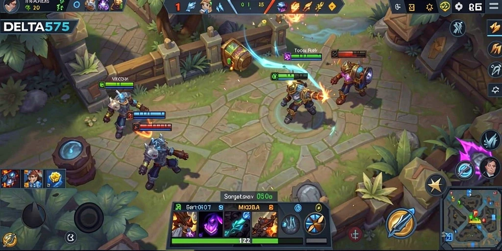 Tampilan gameplay seru dalam DELTA575 dengan pertarungan tim yang mendebarkan.