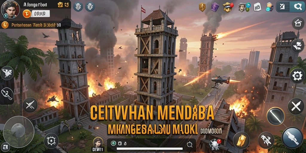Screenshot DEWI11 menampilkan aksi menara melawan gelombang musuh.