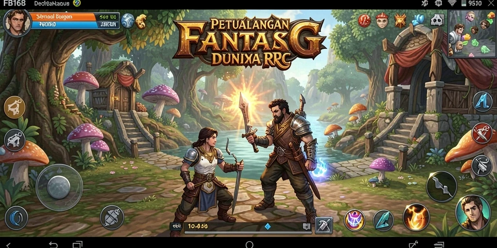 Tampilan gameplay FB168 yang menakjubkan dengan karakter dan pertarungan seru.