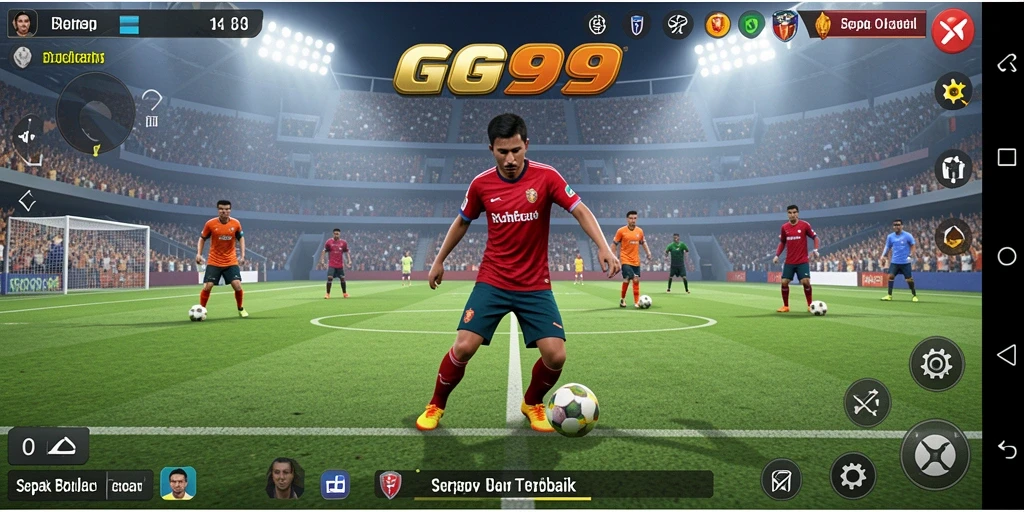 Tampilan gameplay menarik dari GG999 dengan aksi sepak bola yang seru.