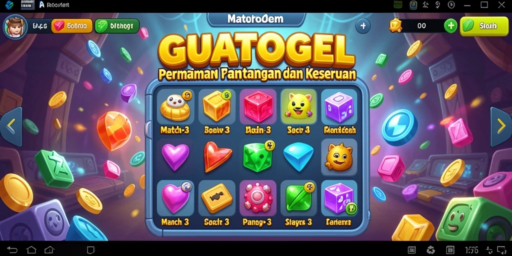 Tampilan gameplay GUATOGEL menawan dengan level-level berwarna.