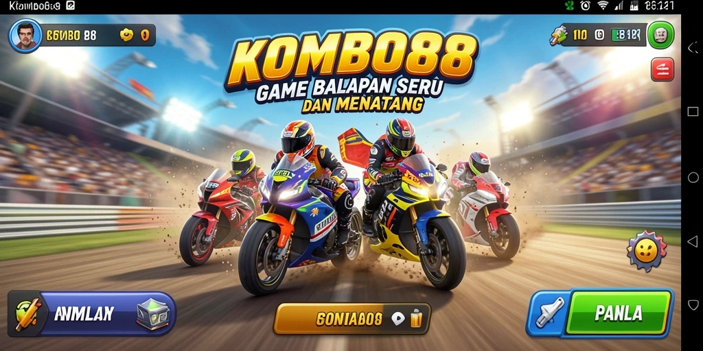 Gameplay seru balapan di KOMBO88 dengan lintasan menantang.