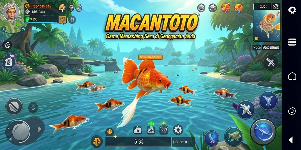 Screenshot dari gameplay <strong>MACANTOTO</strong> memperlihatkan momen menangkap ikan yang menarik.