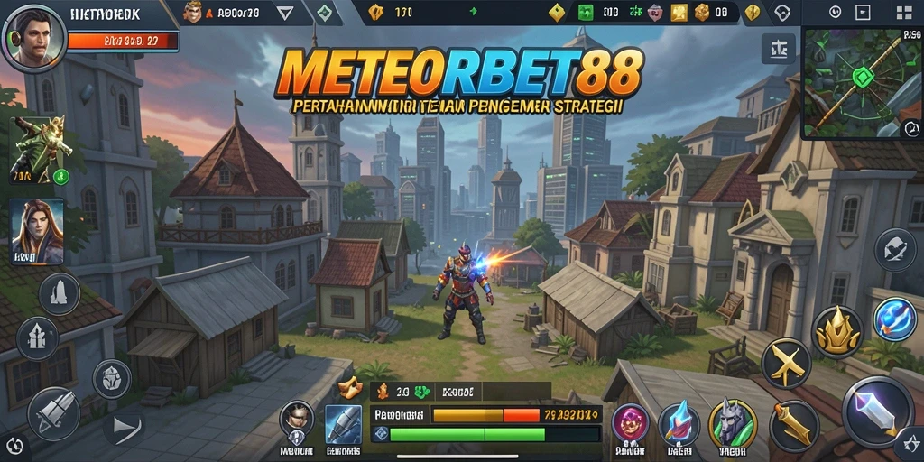 Tampilan gameplay METEORBET88 yang mendebarkan saat mempertahankan menara.