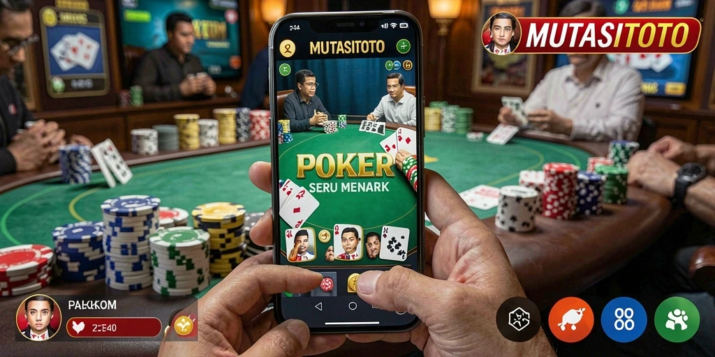 Screenshot gameplay MUTASITOTO menampilkan aksi seru permainan poker.