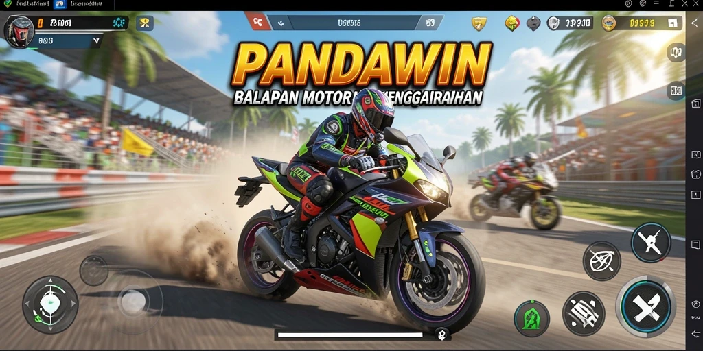 Tampilan gameplay seru dari balapan motor di PANDAWIN.