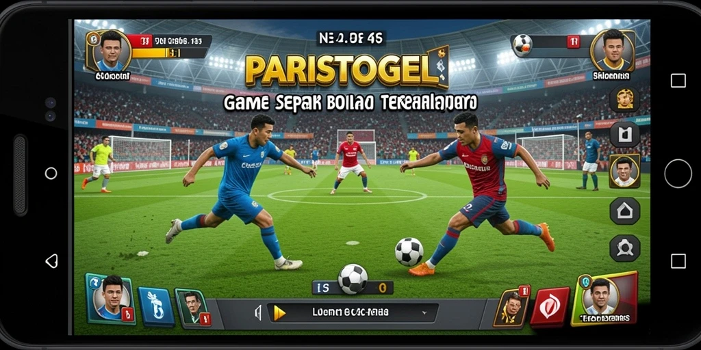 Tampilan gameplay seru di PARISTOGEL yang menghadirkan pertandingan sepak bola nyata.