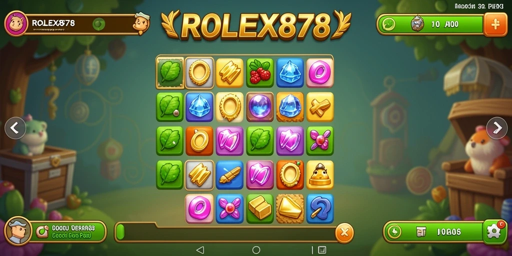 Tampilan gameplay Match-3 yang seru dan menantang di ROLEX878.
