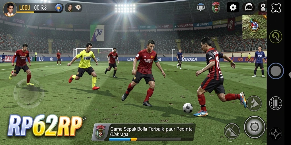 Tampilan gameplay menarik dari RP62RP dengan aksi sepak bola yang mendebarkan.