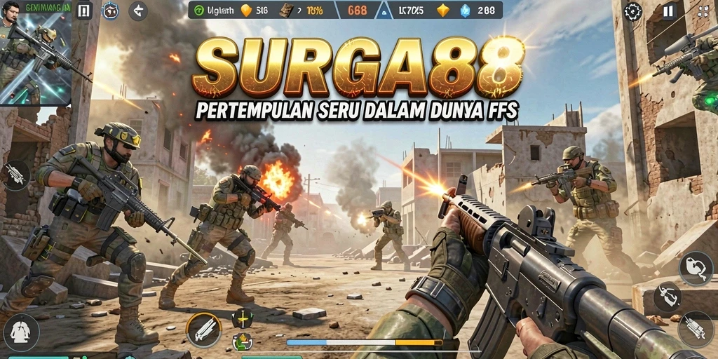 Tampilkan aksi seru dalam gameplay SURGA88 FPS.