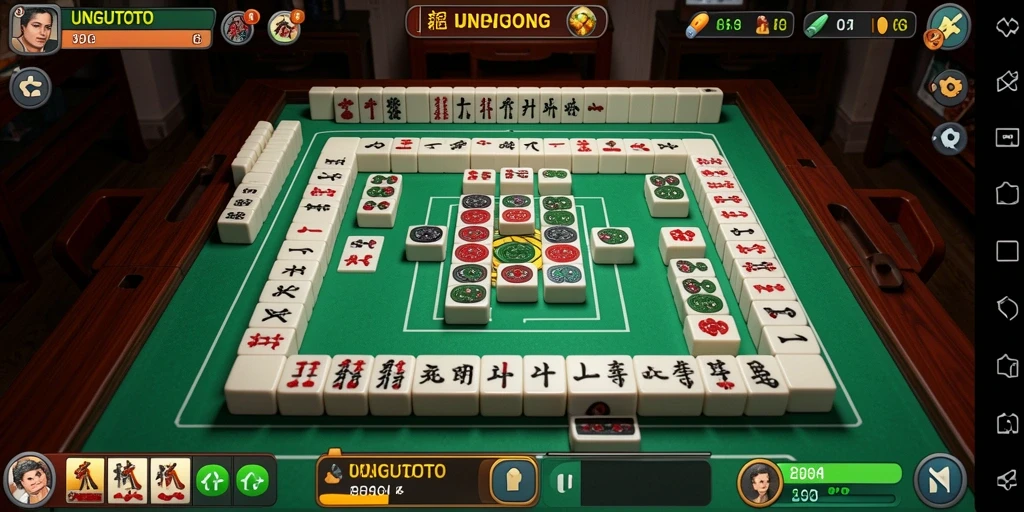 Screenshot permainan UNGUTOTO menampilkan gameplay Mahjong yang seru.